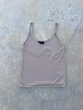 Zara Crochet V-Neck Spaghetti Strap Tank Top - Taupe